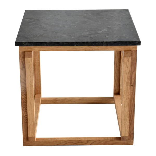 Czarny stolik granitowy z dębowymi nogami RGE Accent, szer. 50 cm