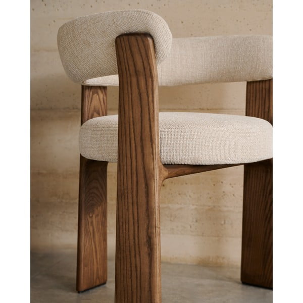 Brązowy/beżowy fotel jadalniany z litego drewna jesionowego z podłokietnikami Granite – Kave Home-image-2