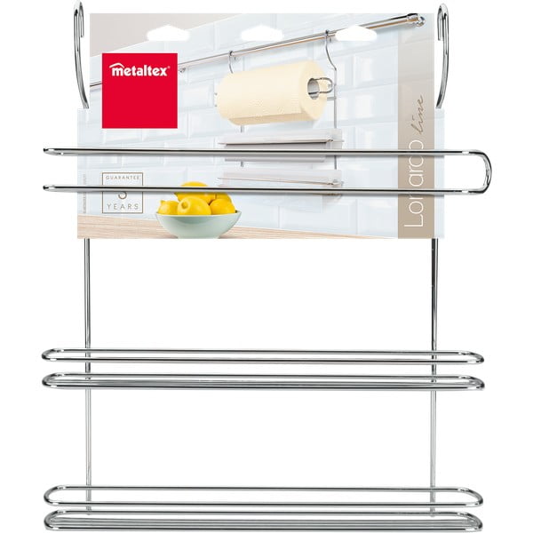 Wiszący stojak na ręczniki kuchenne ze stali chromowanej w kolorze srebra Lonardo – Metaltex-image-1