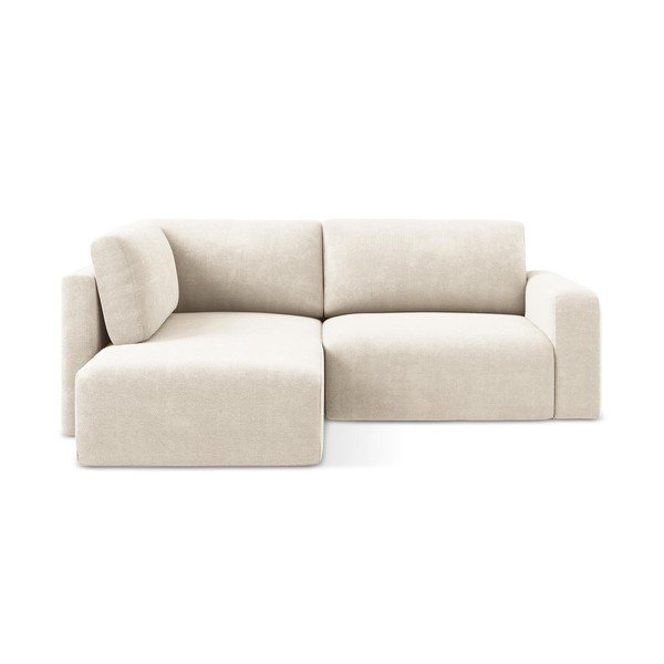 Kremowy rozkładany/ze schowkiem narożnik z tkaniny szenilowej (lewostronny/w kształcie litery L) Kona – Makamii