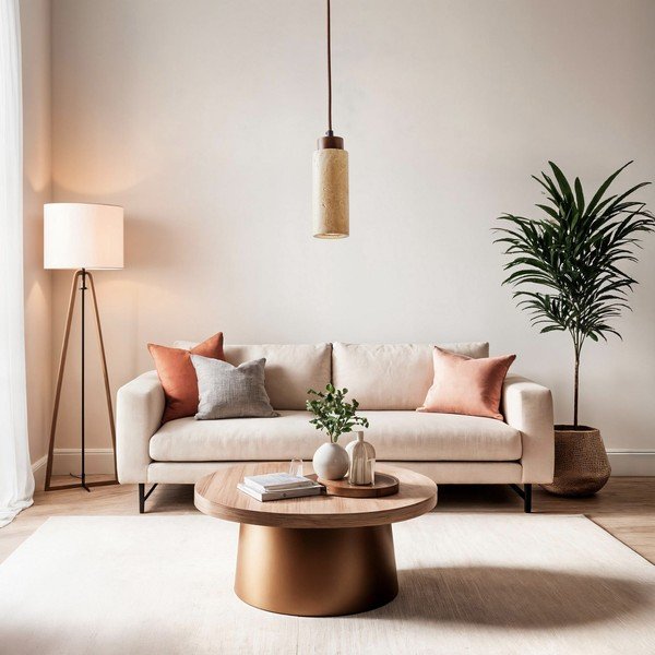 Beżowa lampa wisząca z kamiennym kloszem ø 6,5 cm Selma – Opviq lights-image-3