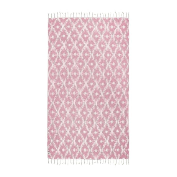 Różowy ręcznik hammam Kate Louise Calypso, 165x100 cm