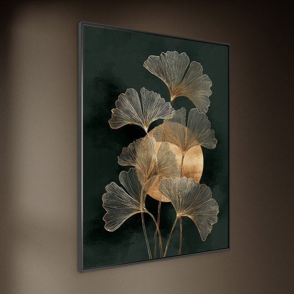 Obraz drukowany z ramą w zestawie 60x80 cm Gold Ginkgo – Styler-image-2