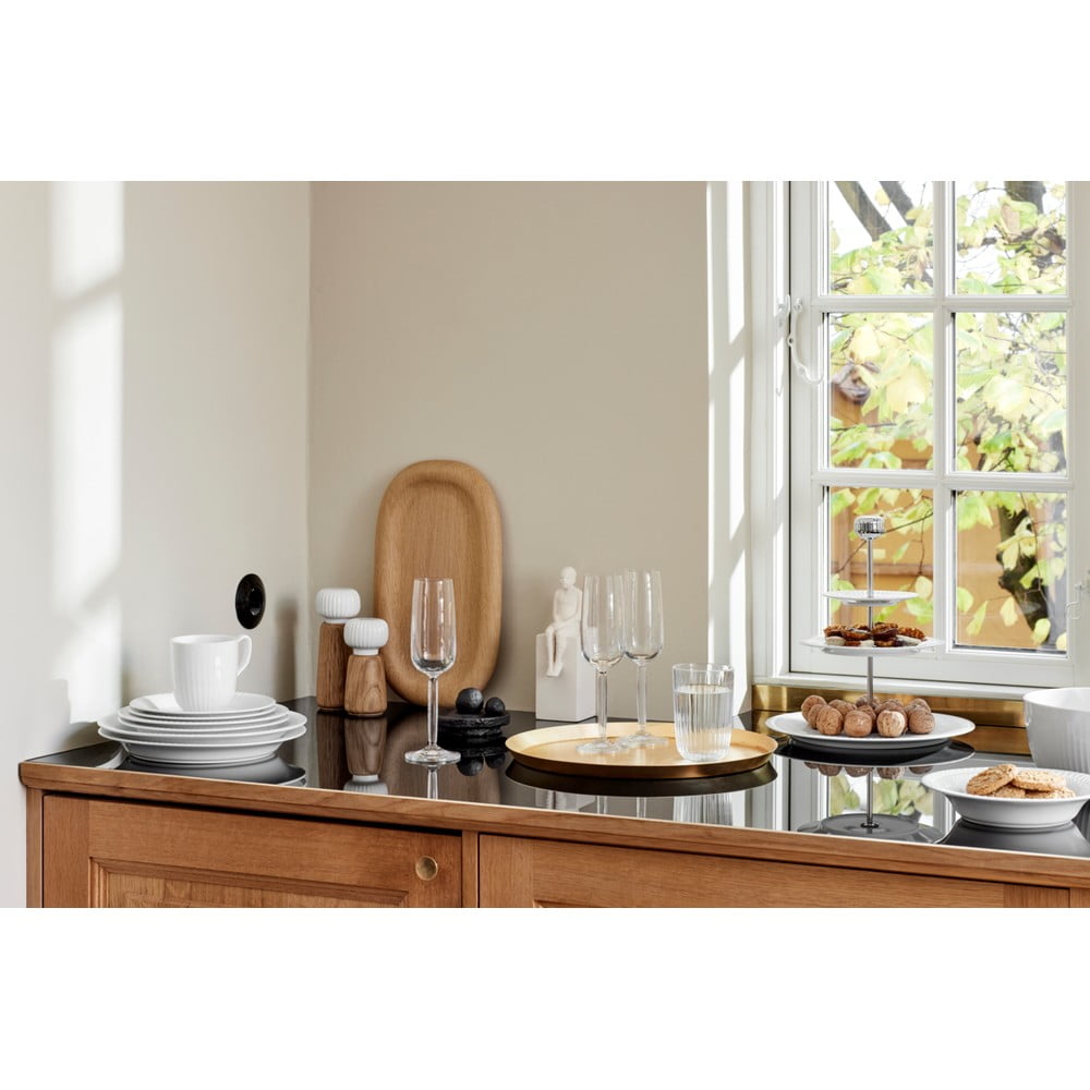 Młynek do przypraw z drewna dębowego z białym porcelanowym detalem Kähler Design Hammershoi, wys. 17,5 cm (zdjęcie 5)