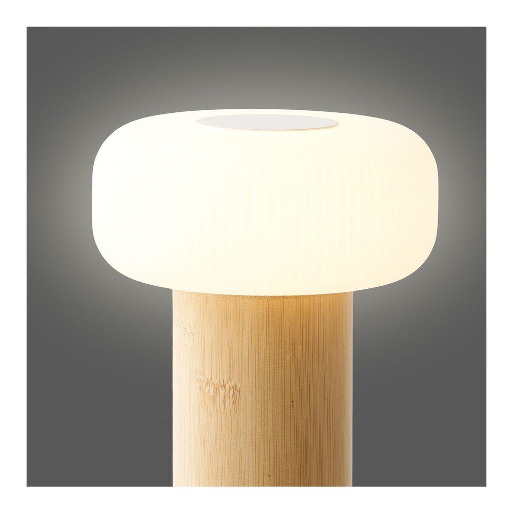 Biało-naturalna bambusowa lampa stołowa z plastikowym kloszem (wysokość 18 cm) Stafford – House Nordic (zdjęcie 9)