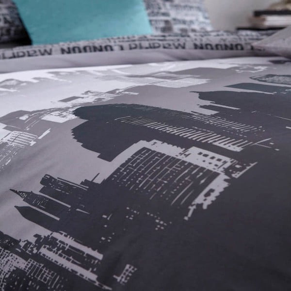 Pościel z motywem miasta Catherine Lansfield, 135x200 cm-image-1