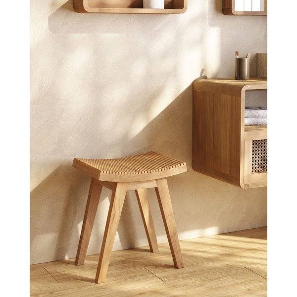 Stołek z litego drewna tekowego w naturalnym kolorze Vicentina – Kave Home-image-1