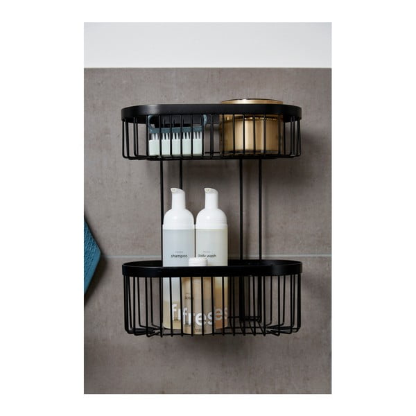 Czarny 2-poziomowy koszyk ścienny Wenko Classic Plus 2 Tier-image-1