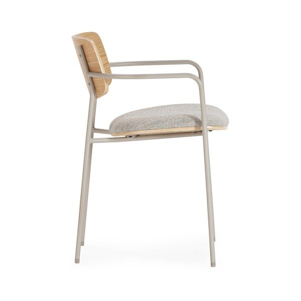 Jasnoszare/w naturalnym kolorze tapicerowane fotele jadalniane zestaw z podłokietnikami Nour – MOME-image-3