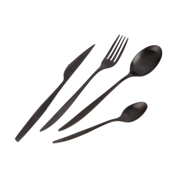 Czarne sztućce ze stali nierdzewnej 24 szt. – Orion