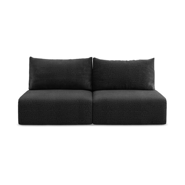 Czarna rozkładana/ze schowkiem sofa 216 cm Kalena – Makamii