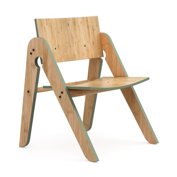 Bambusowe krzesełko dziecięce z zielonymi detalami We Do Wood Lilly's