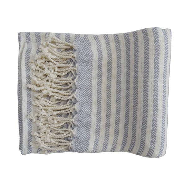 Szary ręcznik tkany ręcznie z wysokiej jakości bawełny Hammam Safir, 100x180 cm