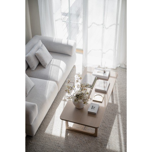 Stolik z blatem w dekorze dębu w jasnym naturalnym kolorze 70x160 cm Driscoll – Rowico-image-2