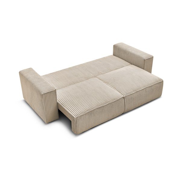 Jasnobrązowa sztruksowa rozkładana/ze schowkiem sofa 244 cm Chelsea – Bobochic Paris-image-4
