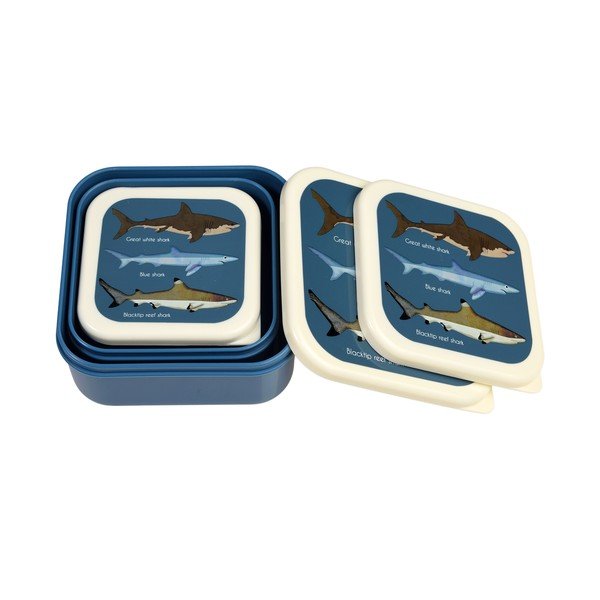 Ciemnoniebieskie pojemniki śniadaniowe dla dzieci 3 szt. Sharks – Rex London-image-4