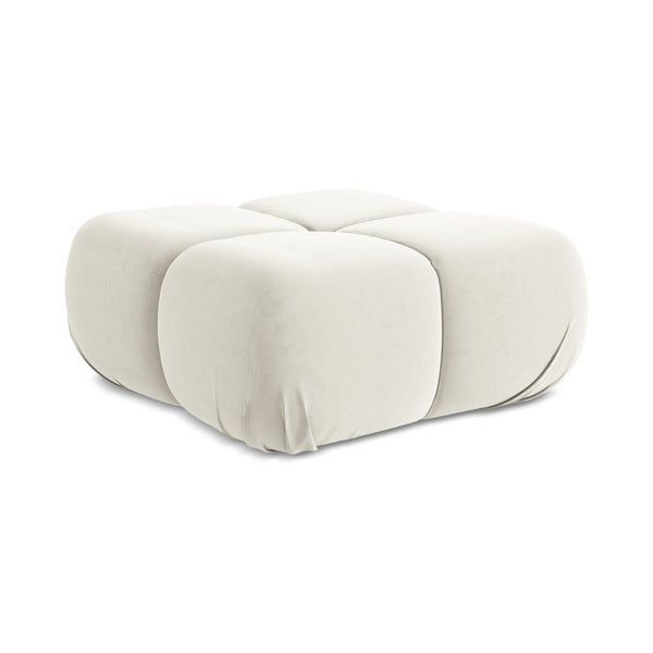 Biały aksamitny podnóżek modułowy Lokua – Makamii-image-1