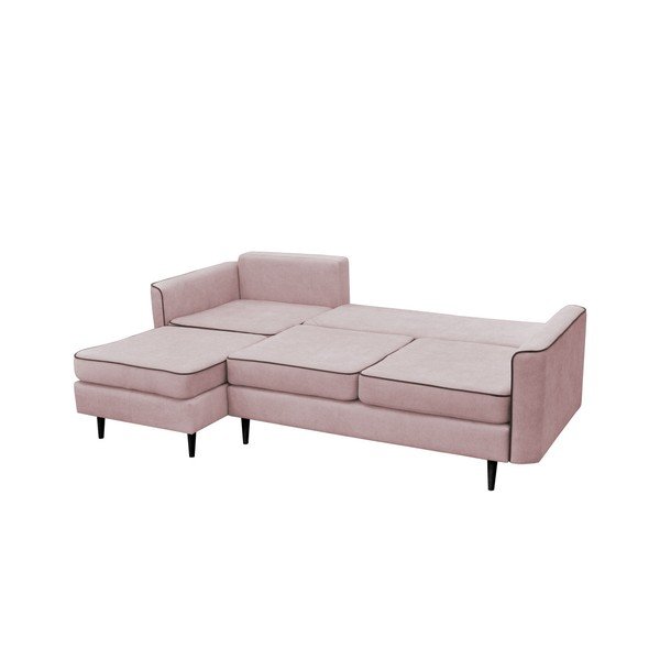 Różowy narożnik rozkładany z czarnymi nogami Mazzini Sofas Dragonfly-image-4