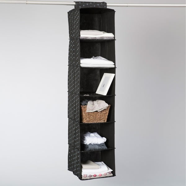 Czarny wiszący organizer do szafy z 6 przegrodami Compactor Garment-image-1