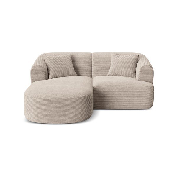 Jasnobrązowy sztruksowy narożnik (lewostronny/z szezlongiem) Campi – Cosmopolitan Design