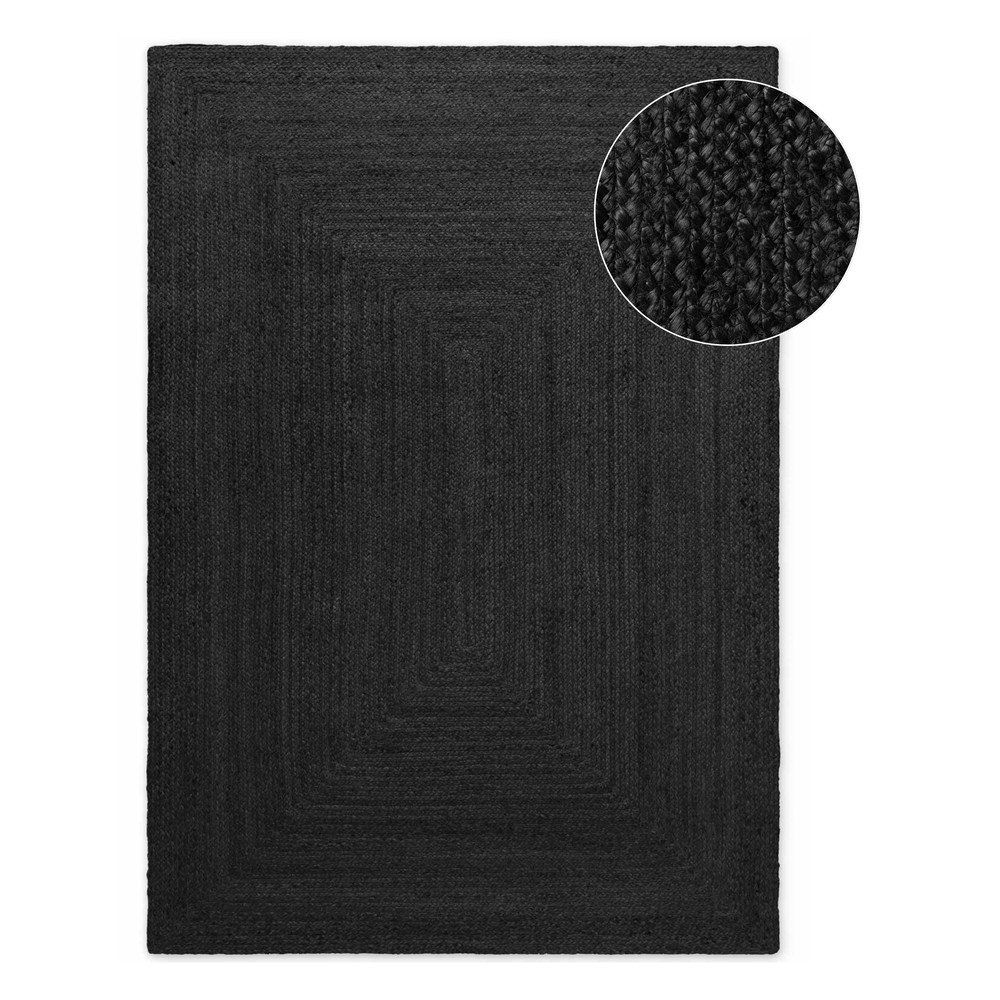 Czarny dywan z juty dwustronny/tkany ręcznie 80x150 cm Juno – Hanse Home