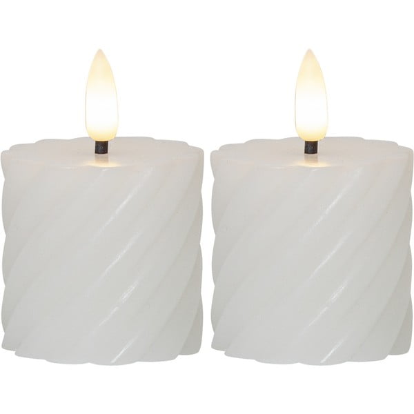Zestaw 2 białych woskowych świec LED Star Trading Flamme Swirl, wys. 7,5 cm