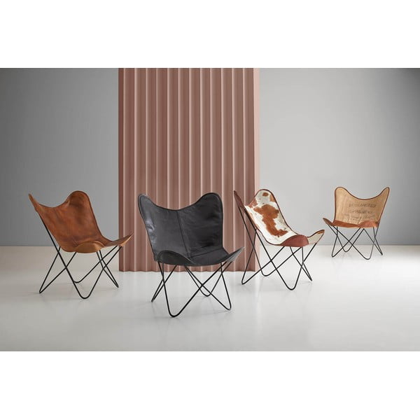 Brązowy skórzany fotel butterfly sømcasa Farfalla-image-1