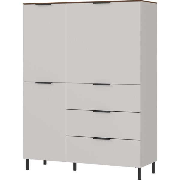 Szarobeżowa wysoka komoda w dekorze orzecha 109x146 cm California – Germania-image-1