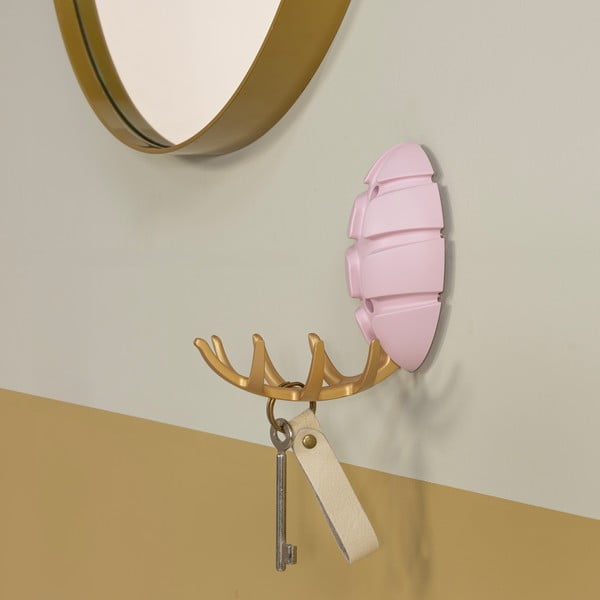 Jasnoróżowy/w kolorze złota ścienny plastikowy haczyk Bug – Spinder Design-image-3