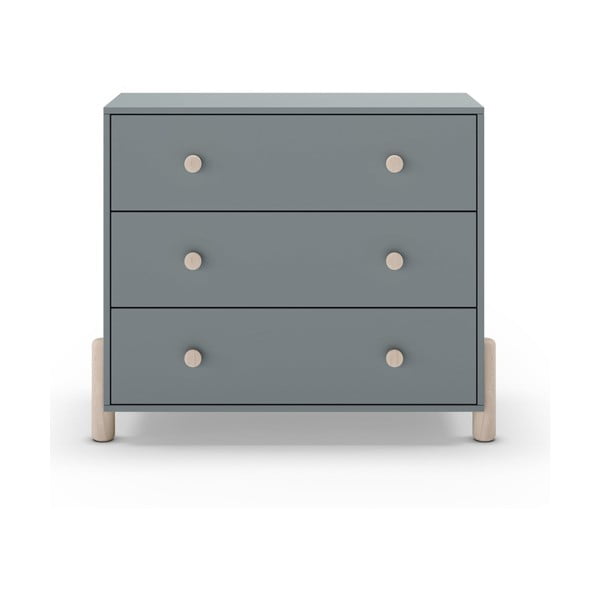 Szarozielona komoda dziecięca z litego drewna sosnowego 90x80x40 cm Enola – Marckeric