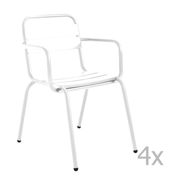 Zestaw 4 białych krzeseł ogrodowych z podłokietnikami Isimar Barceloneta