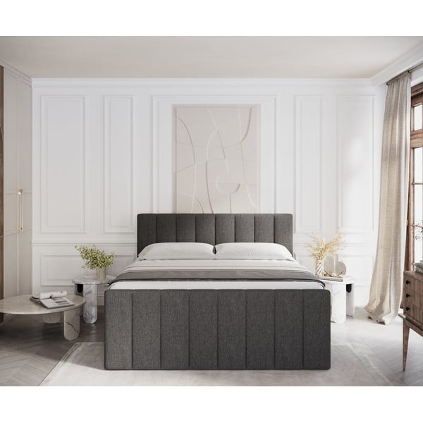 Czarne łóżko boxspring ze schowkiem 160x200 cm Ruby – Maison de Rêve-image-3