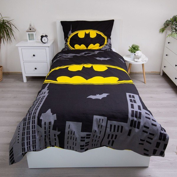 Bawełniana pościel dziecięca jednoosobowa 140x200 cm Batman "The Emblem" – Jerry Fabrics-image-1