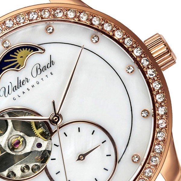 Damski zegarek z białym paskiem ze skóry naturalnej Walter Bach Union-image-4