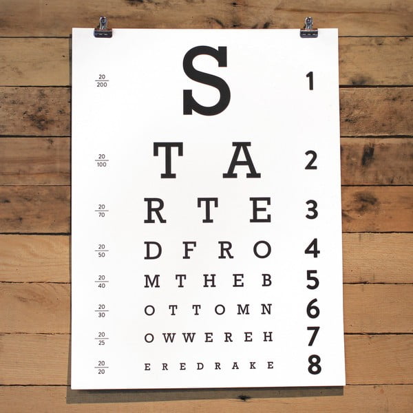 Plakat Eye Chart, 61x46 cm