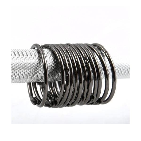 Kółka do zasłony prysznicowej w kolorze matowej czerni zestaw 12 szt. Ringo Small – Spirella-image-1