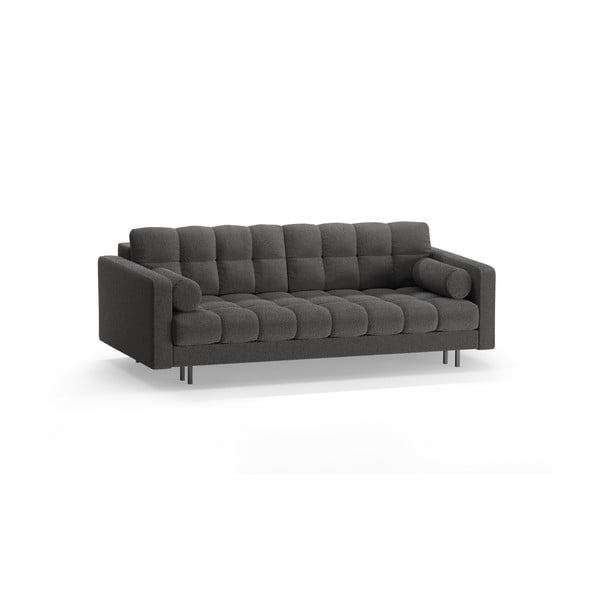 Ciemnoszara rozkładana sofa ze schowkiem z materiału bouclé 222 cm Bali – Cosmopolitan Design-image-3