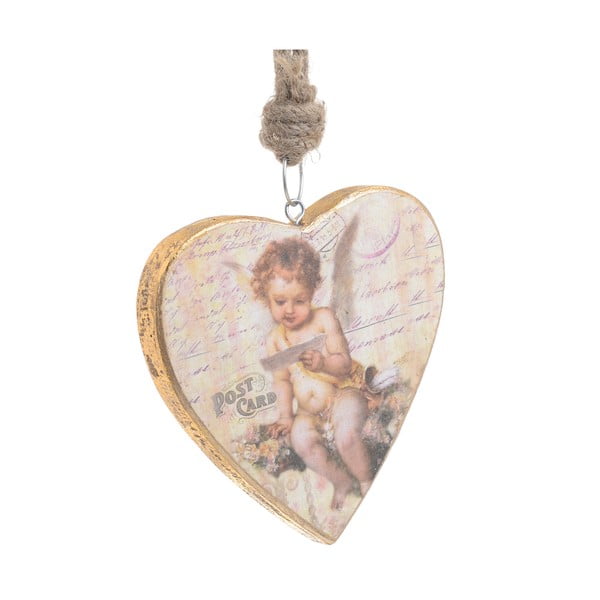 Świąteczna drewniana dekoracja wisząca w kształcie serca InArt Leah