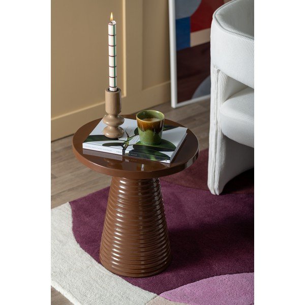Metalowy okrągły stolik ø 40 cm Catania Ribbed – Leitmotiv-image-1