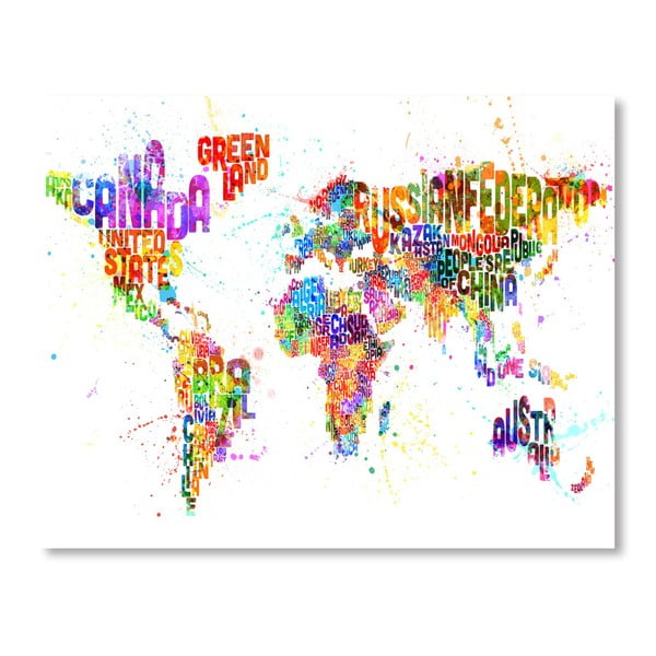 Plakat z kolorową mapą świata Americanflat Sign, 60x42 cm
