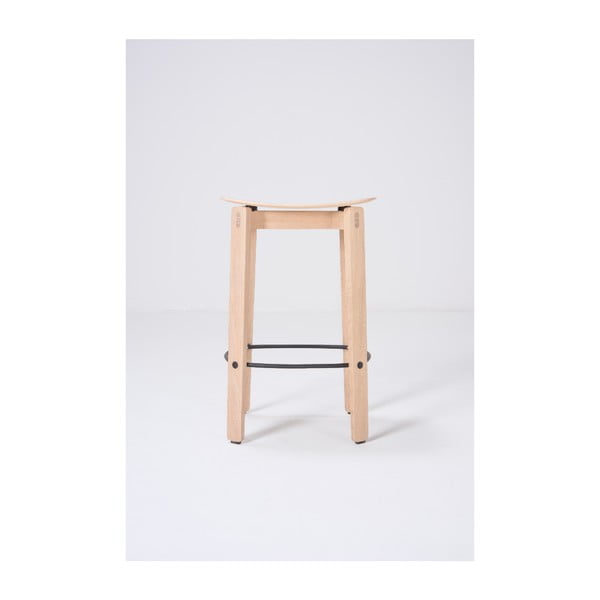 Hoker z litego drewna dębowego w naturalnym kolorze (wysokość siedziska 65 cm) Nora – Gazzda-image-3