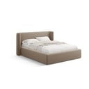Jasnobrązowe tapicerowane łóżko dwuosobowe ze schowkiem ze stelażem 140x200 cm Jason – Windsor & Co Sofas