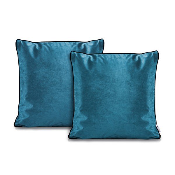Zestaw 2 niebieskich poszewek na poduszki DecoKing Rimavelvet Marine, 45x45 cm-image-1