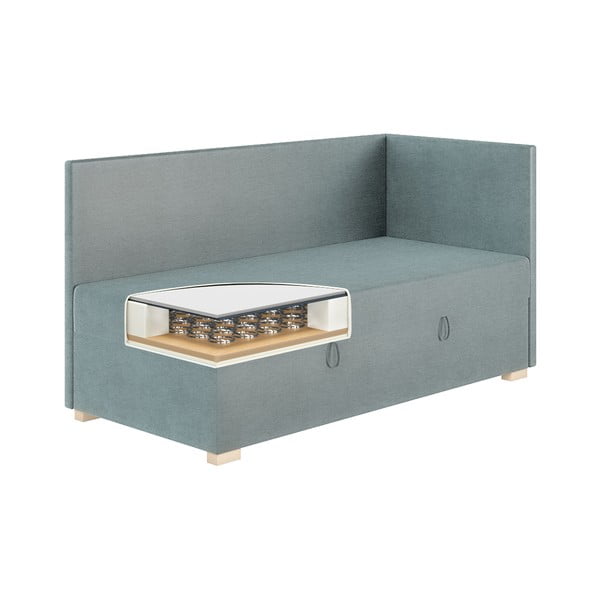 Niebieskie narożne łóżko dziecięce ze schowkiem i materacem 90x200 cm Flexi – Ghado-image-4