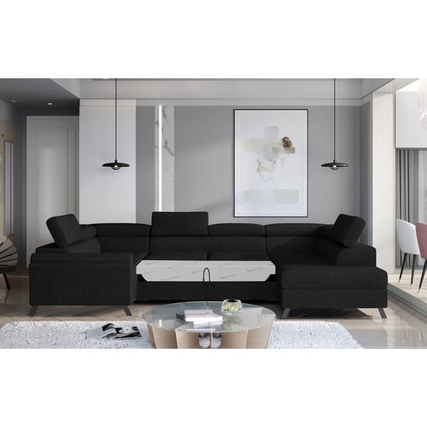 Czarny rozkładany/ze schowkiem narożnik (prawostronny/w kształcie litery U) Escada – ELTAP-image-1