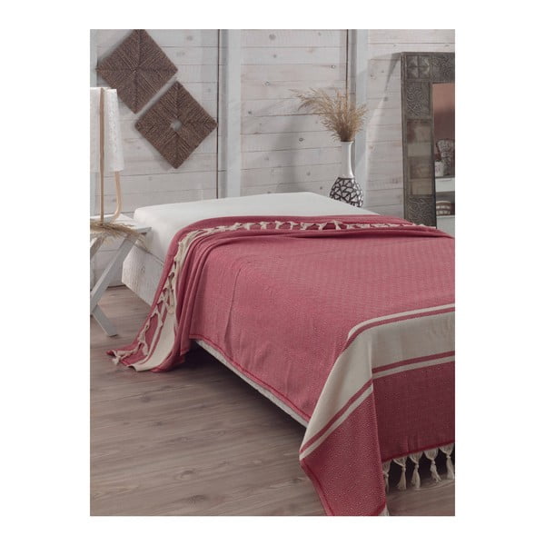 Czerwona bawełniana narzuta na łóżko Elmas Red, 200x240 cm