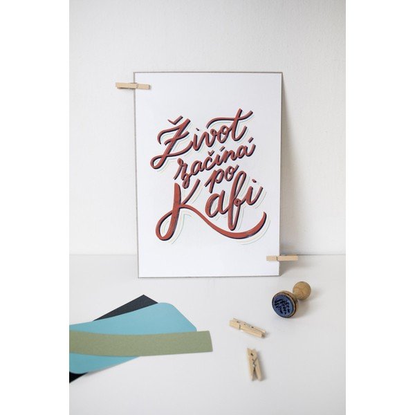 Kartka z nadrukiem Život začíná po kafi Printintin, format A4-image-1