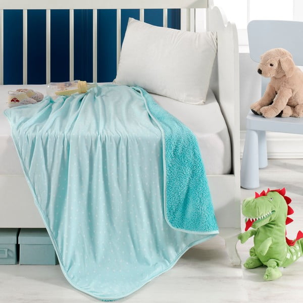 Turkusowy bawełniany koc dziecięcy 100x80 cm Sunny − Mijolnir-image-3