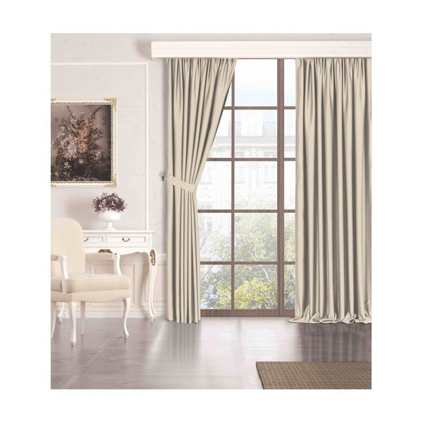 Beżowa zasłona częściowo zaciemniająca (dimout) 150x260 cm – Mila Home-image-2