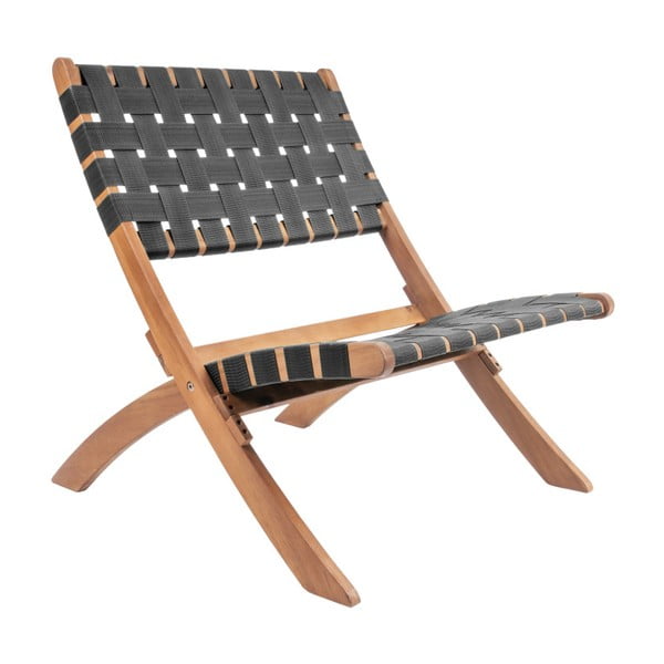 Czarne krzesło z drewna akacjowego z nylonowym obiciem Leitmotiv Weave